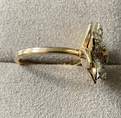 Swarovski LOUELLA flower ring gold tone size P1/2 crystal and enamel (1 stone missing)