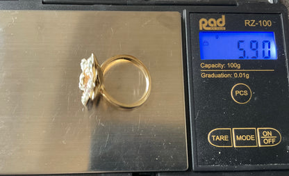 Swarovski LOUELLA flower ring gold tone size P1/2 crystal and enamel (1 stone missing)