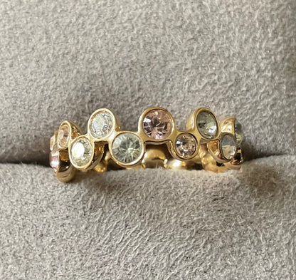 Swarovski FIDELITY SILK ring gold tone pink & clear crystal size P1/2