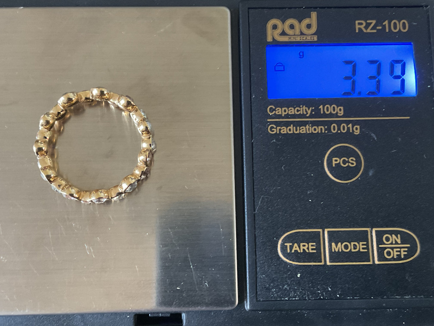 Swarovski FIDELITY SILK ring gold tone pink & clear crystal size P1/2