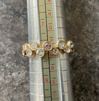 Swarovski FIDELITY SILK ring gold tone pink & clear crystal size P1/2