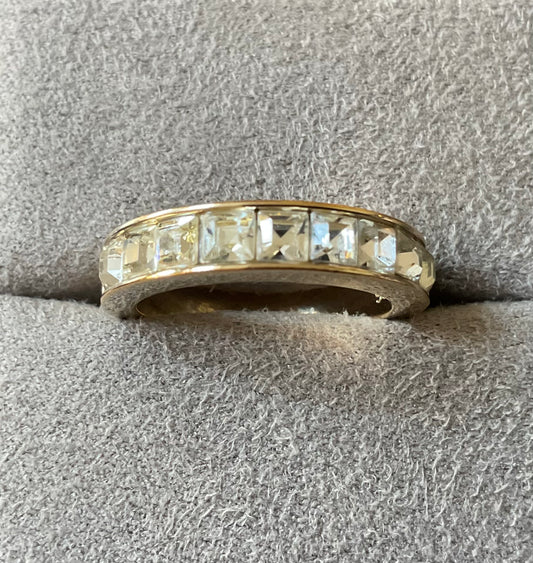 Swarovski HONESTLY half eternity ring yellow gold tone clear crystals size N