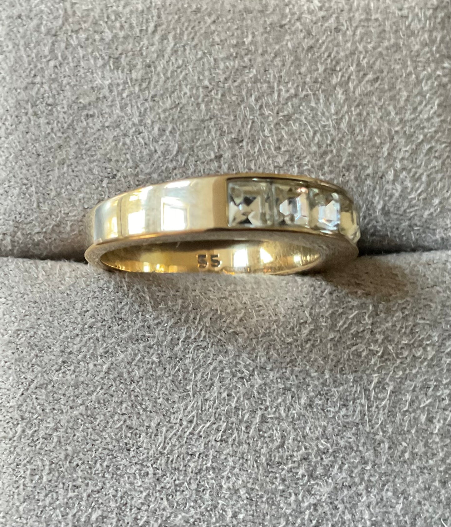 Swarovski HONESTLY half eternity ring yellow gold tone clear crystals size N