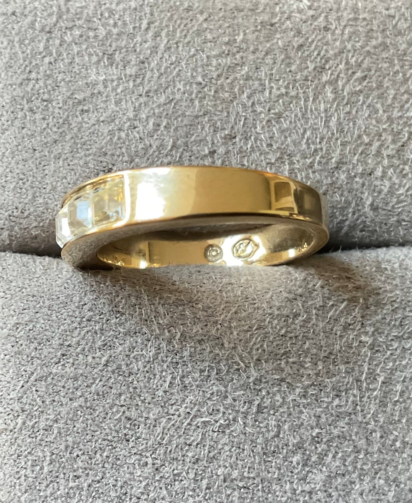 Swarovski HONESTLY half eternity ring yellow gold tone clear crystals size N