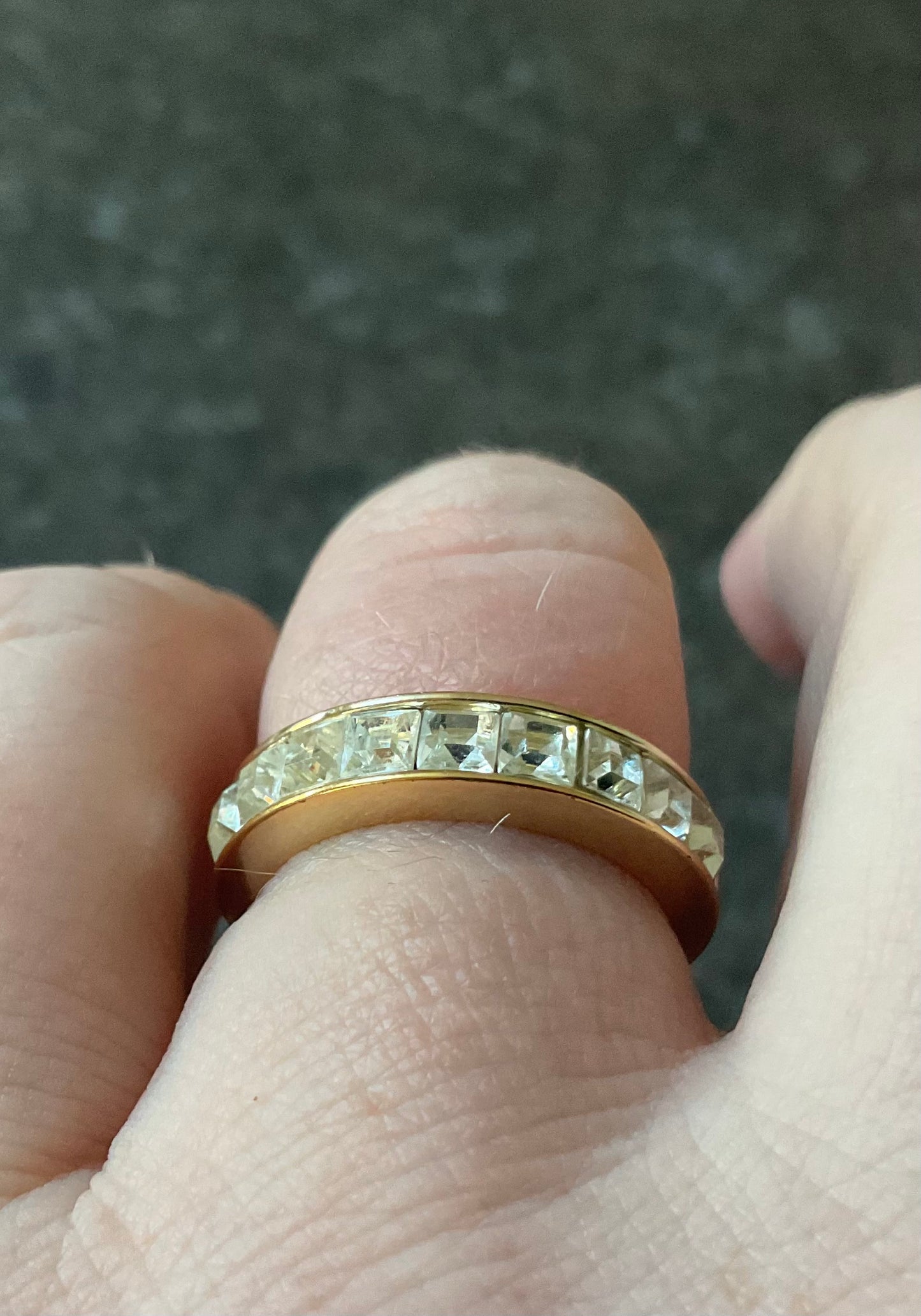 Swarovski HONESTLY half eternity ring yellow gold tone clear crystals size N