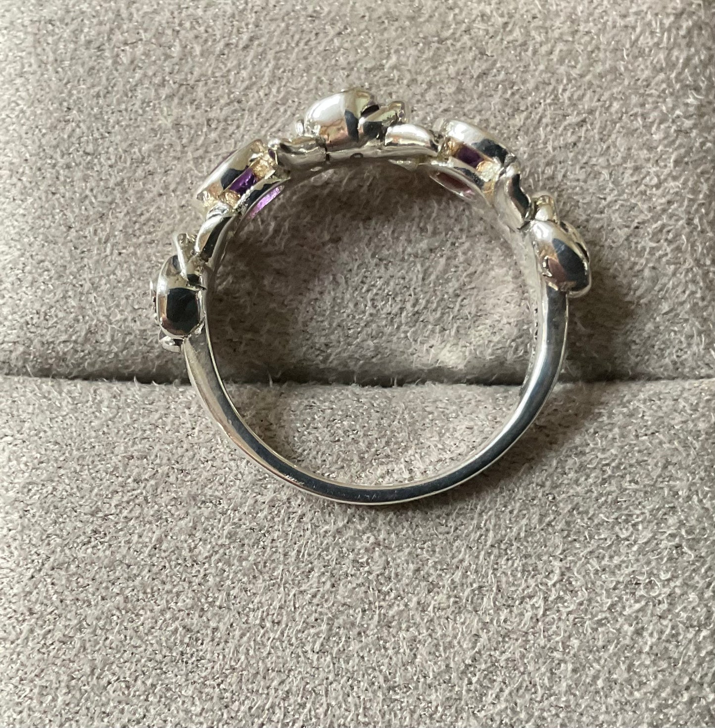 PZ ISREAL 925 Amethyst Rose ring size P sterling silver