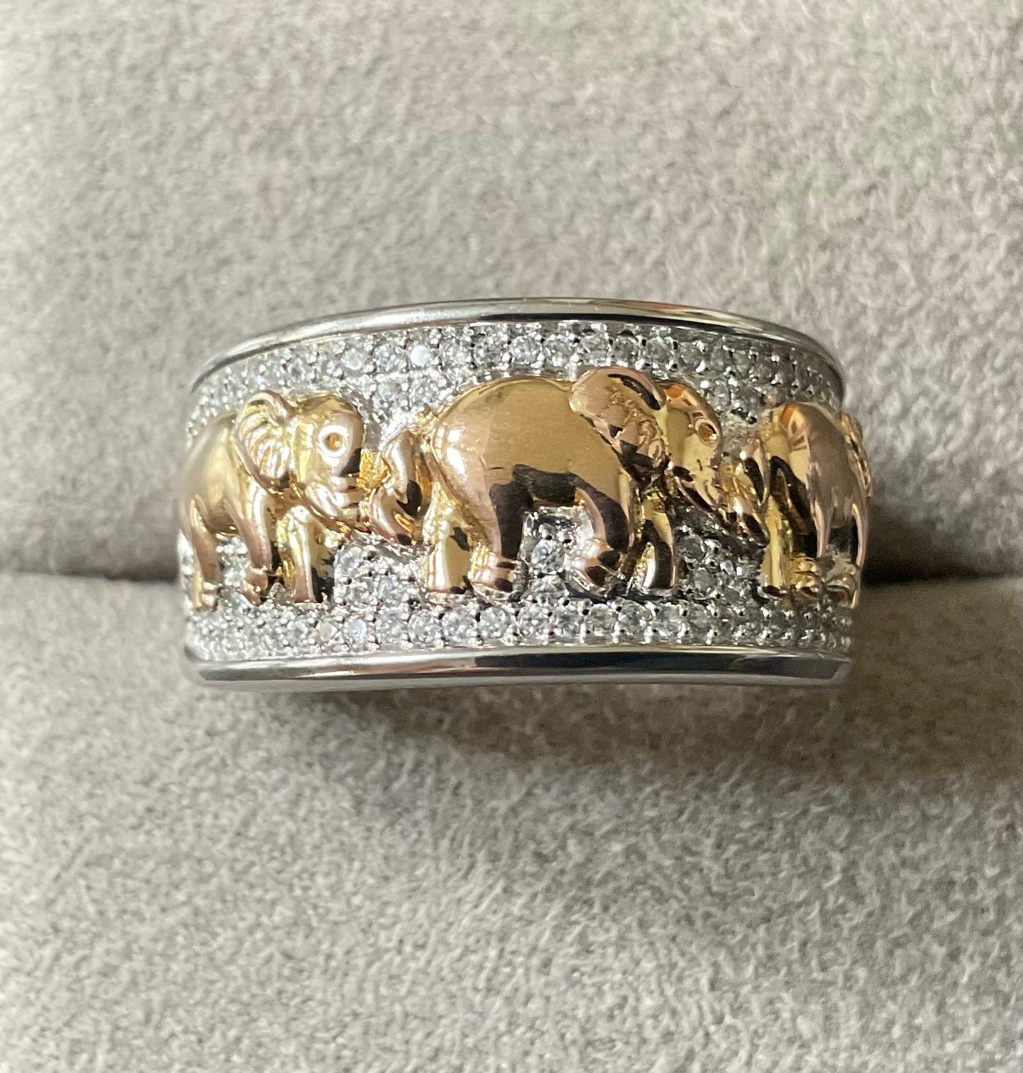 925 Love TOVA Elephant Diamonique ring size U 9.22g Sterling silver