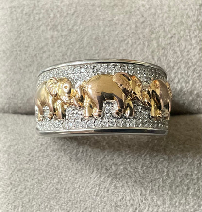 925 Love TOVA Elephant Diamonique ring size U 9.22g Sterling silver