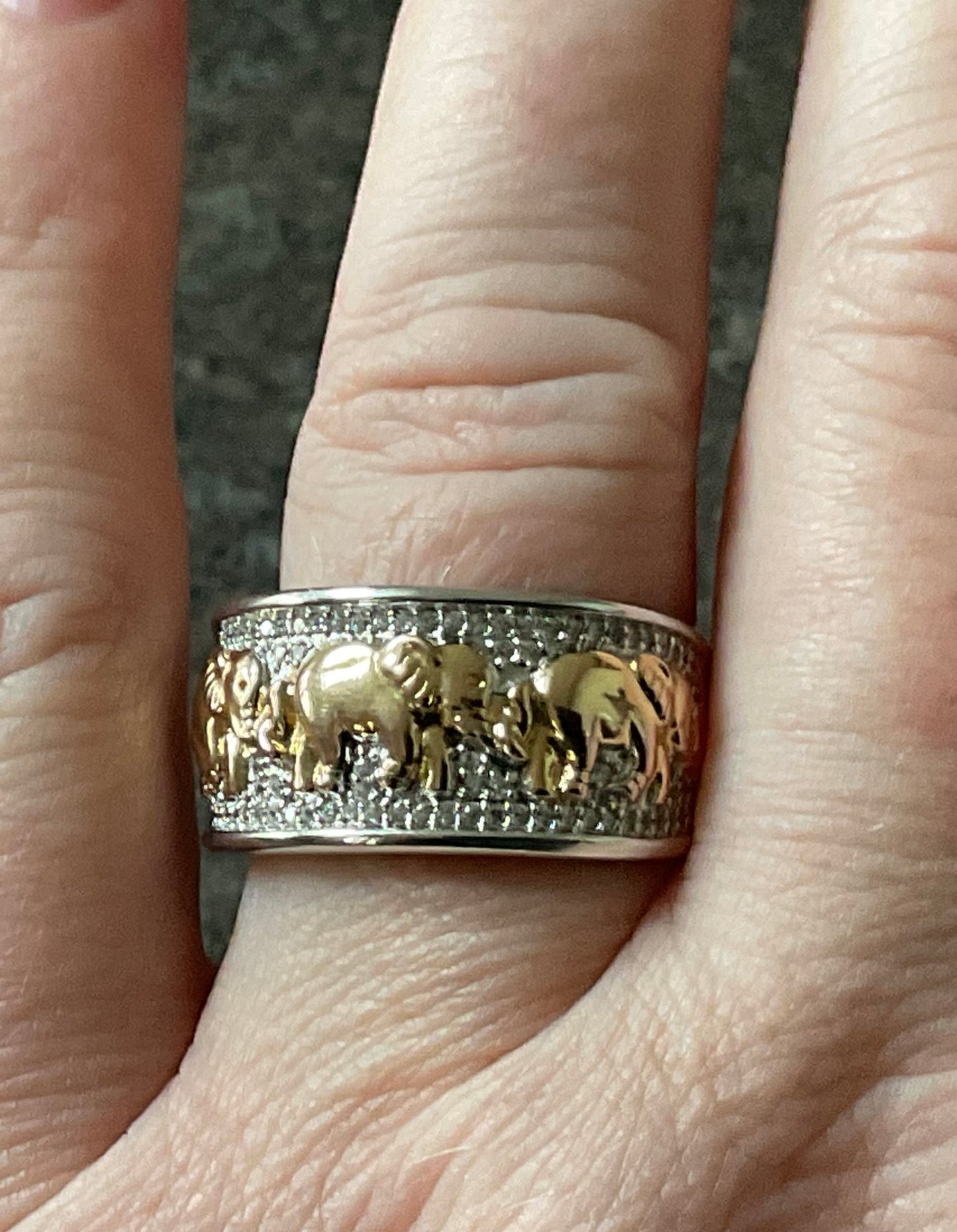 925 Love TOVA Elephant Diamonique ring size U 9.22g Sterling silver