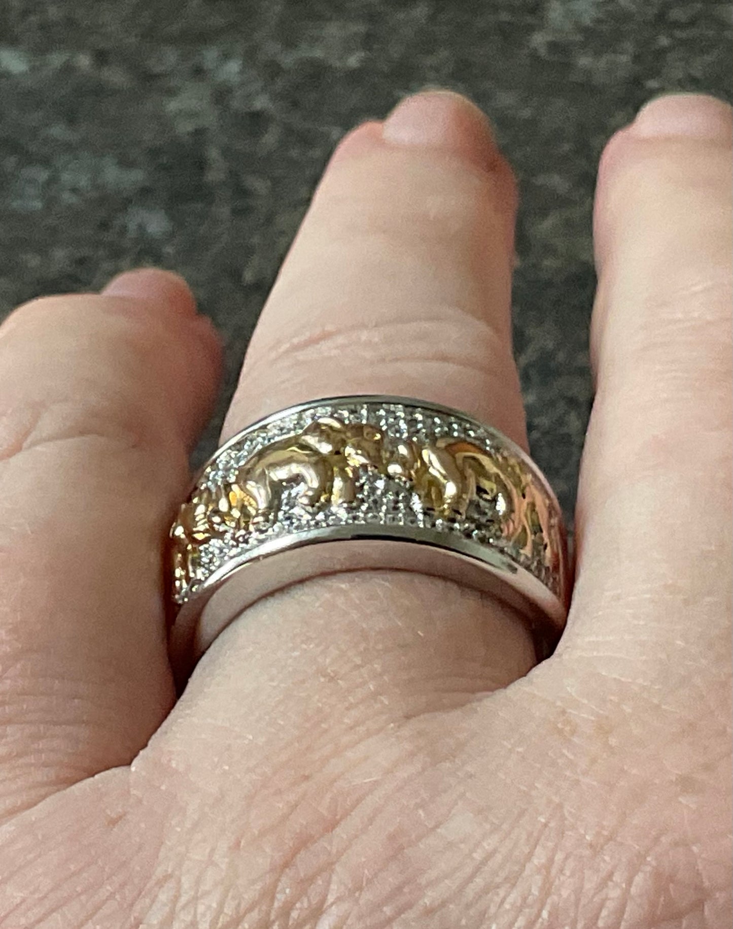 925 Love TOVA Elephant Diamonique ring size U 9.22g Sterling silver