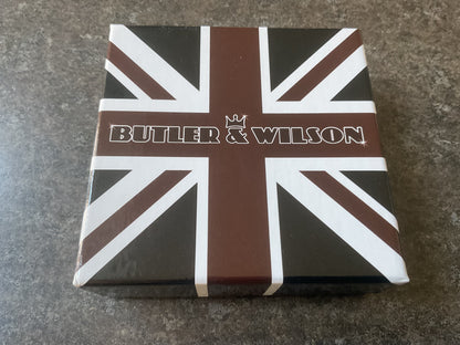 Butler and Wilson Green Glitter Stiletto shoe drop earrings sealed in box