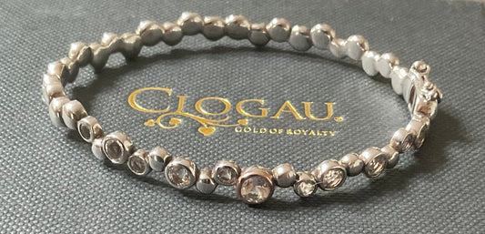 Clogau Celebration White Topaz bangle bracelet in silver and rose gold