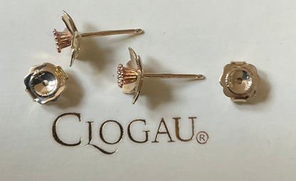 Clogau 9ct Welsh Daffodil stud earrings in yellow and rose gold 1cm RRP £250
