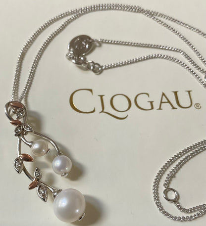 Clogau Lily of the Valley Pearl 18-22” necklace & earrings set, in silver & rose gold