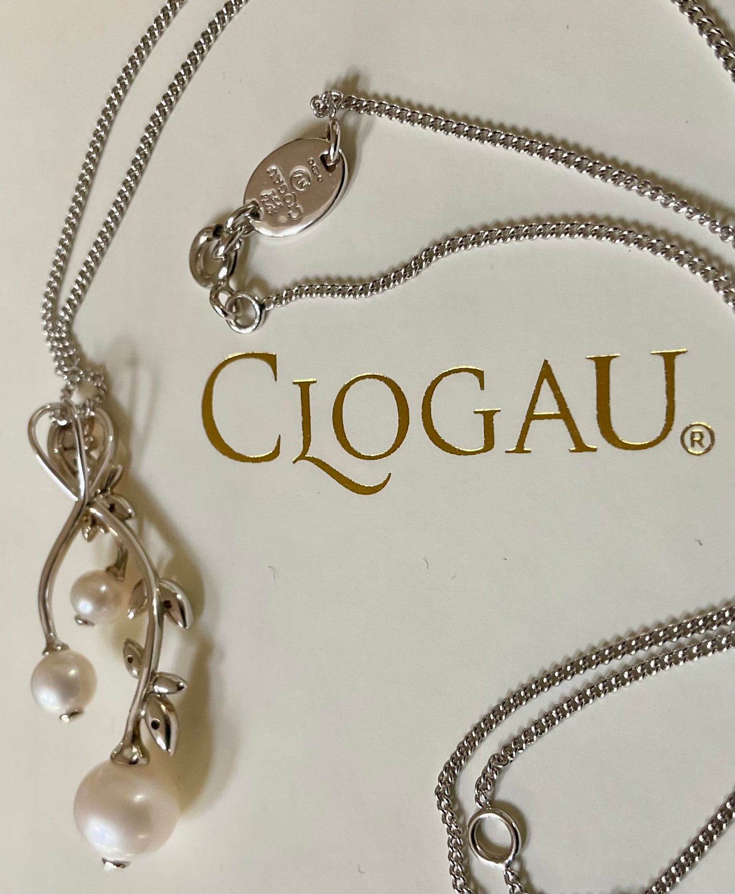 Clogau Lily of the Valley Pearl 18-22” necklace & earrings set, in silver & rose gold