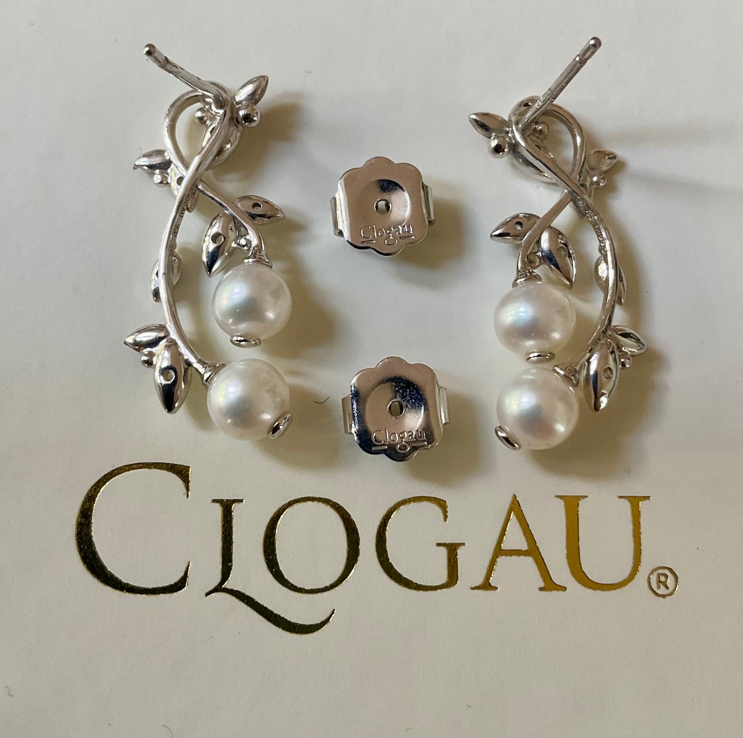 Clogau Lily of the Valley Pearl 18-22” necklace & earrings set, in silver & rose gold