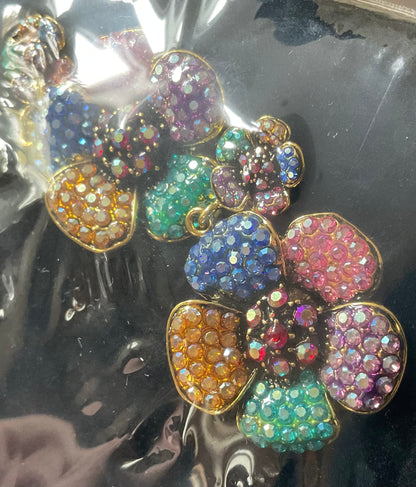 Butler and Wilson Large Multicolour crystal flower drop dangle earrings sealed in original box