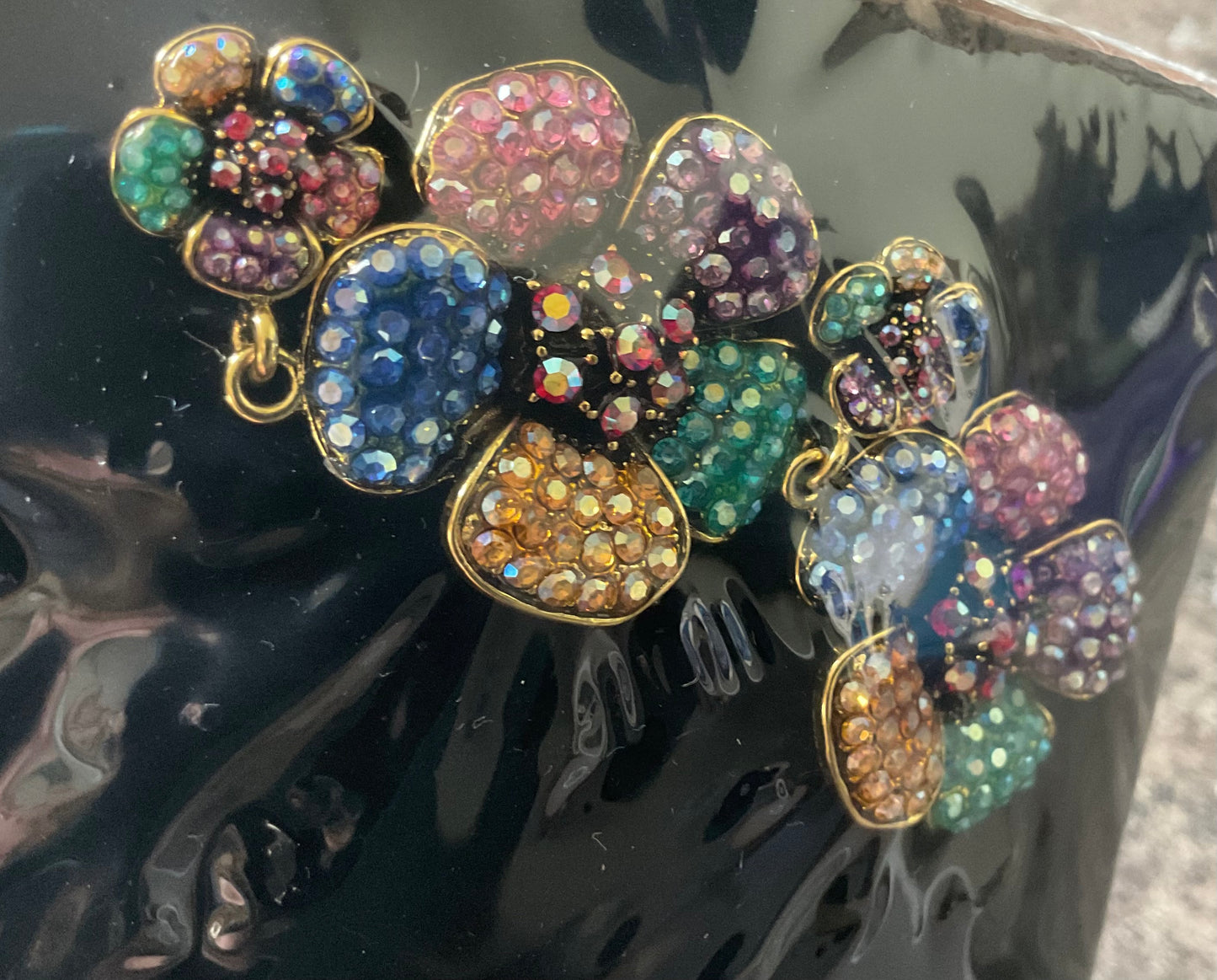 Butler and Wilson Large Multicolour crystal flower drop dangle earrings sealed in original box
