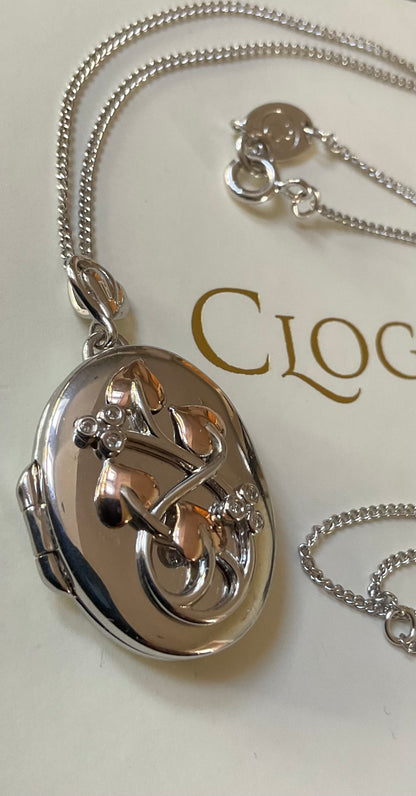 Clogau Tree of Life Diamond Locket 18-22” necklace in silver and rose double photo