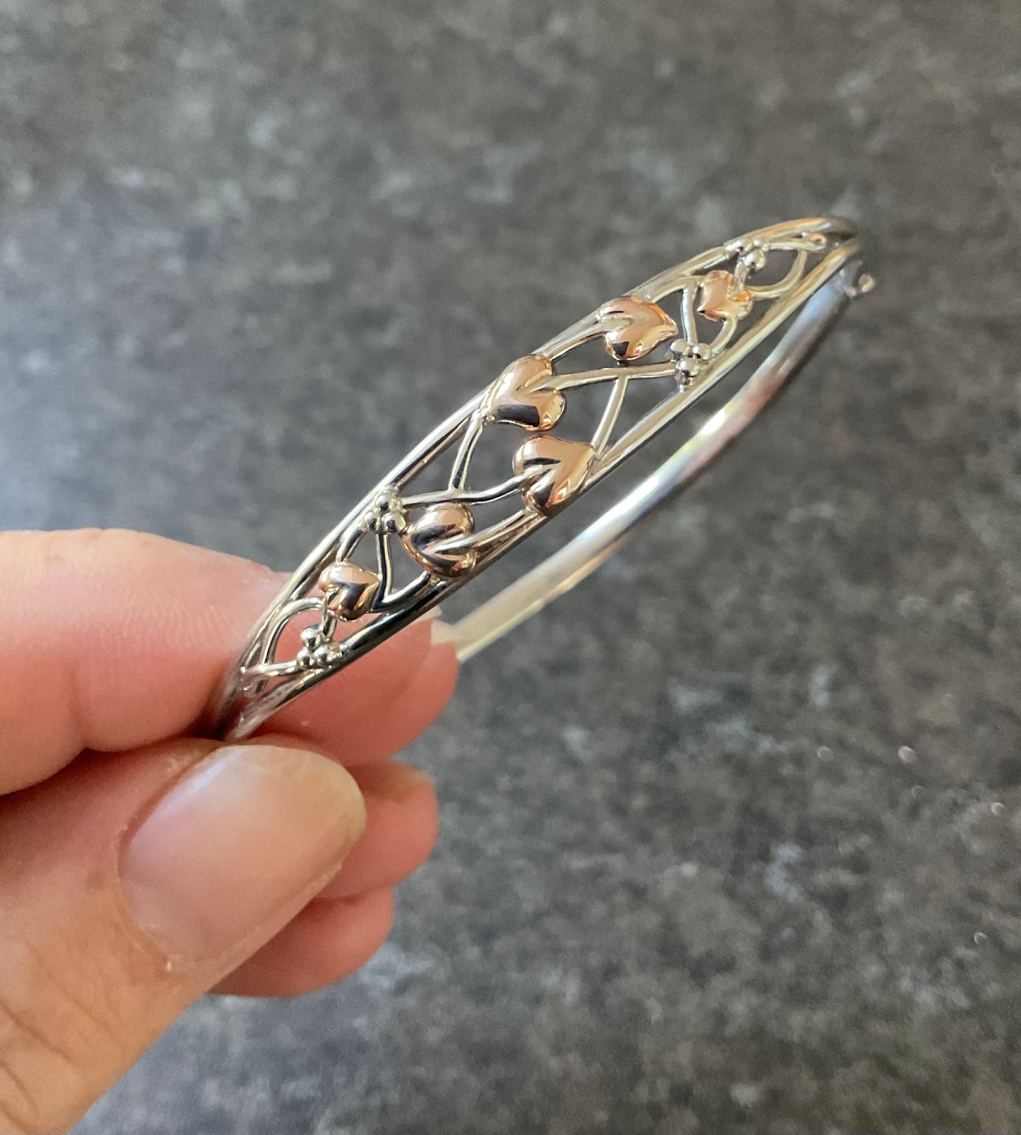 Clogau Tree of Life bangle bracelet in silver and rose gold