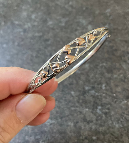 Clogau Tree of Life bangle bracelet in silver and rose gold