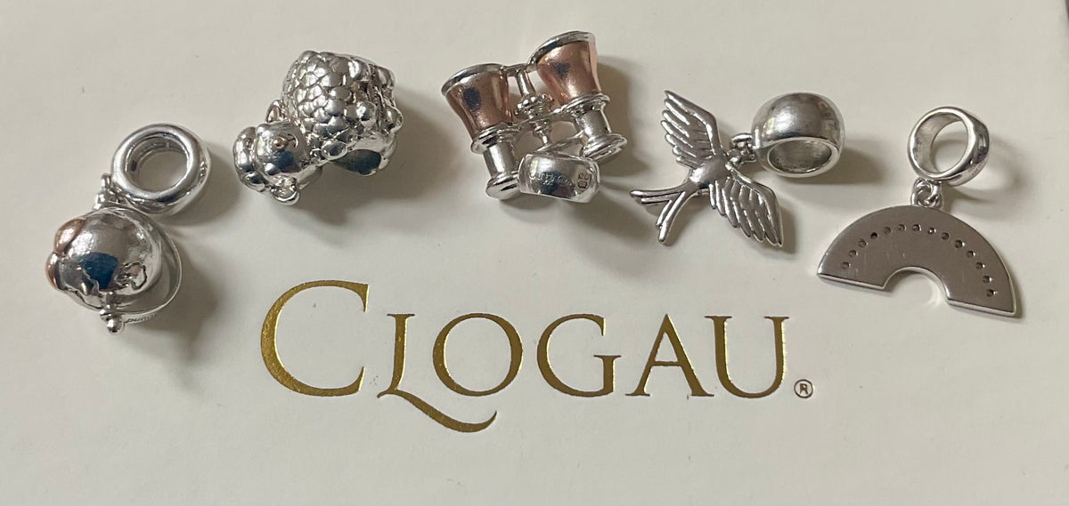 Clogau Milestones Charm Red Kite, Binoculars, Enfys Bach/Rainbow, Baby Lamb Spinning Globe