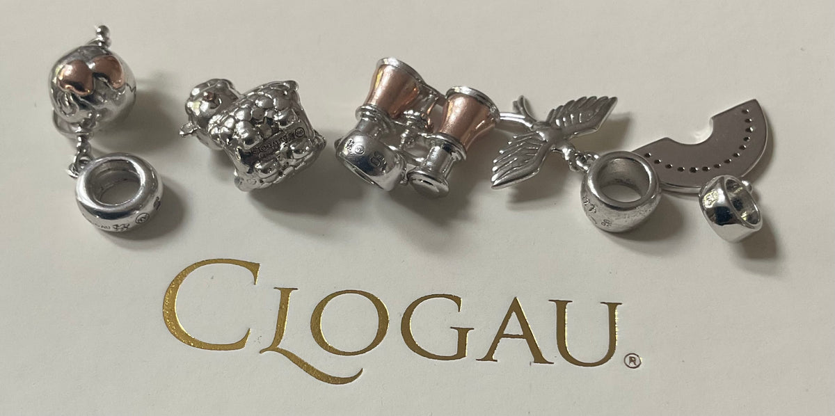 Clogau Milestones Charm Red Kite, Binoculars, Enfys Bach/Rainbow, Baby Lamb Spinning Globe