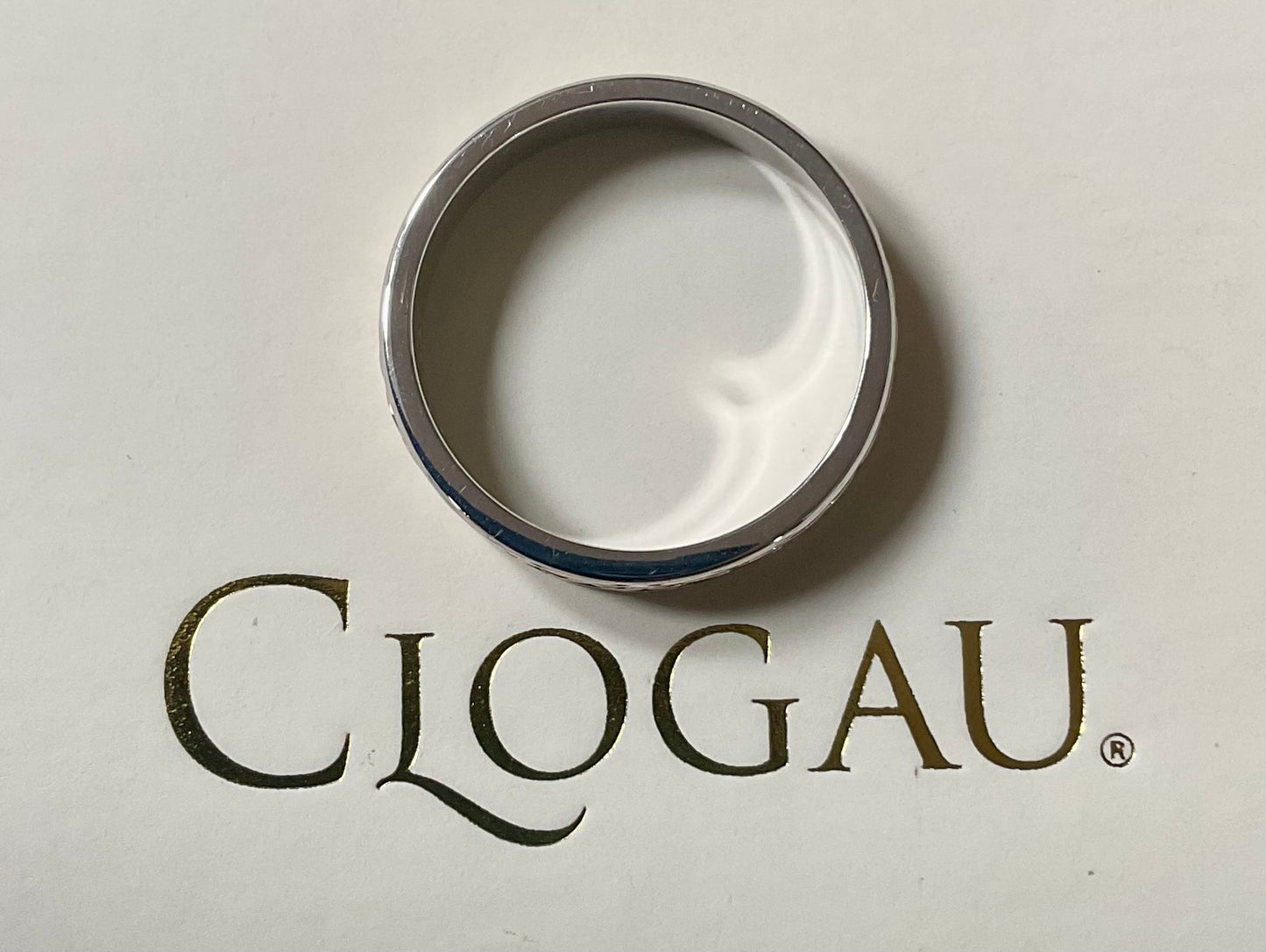 Royal Clogau silver Annwyl slim channel ring Unisex size S with rose gold Celtic detailing