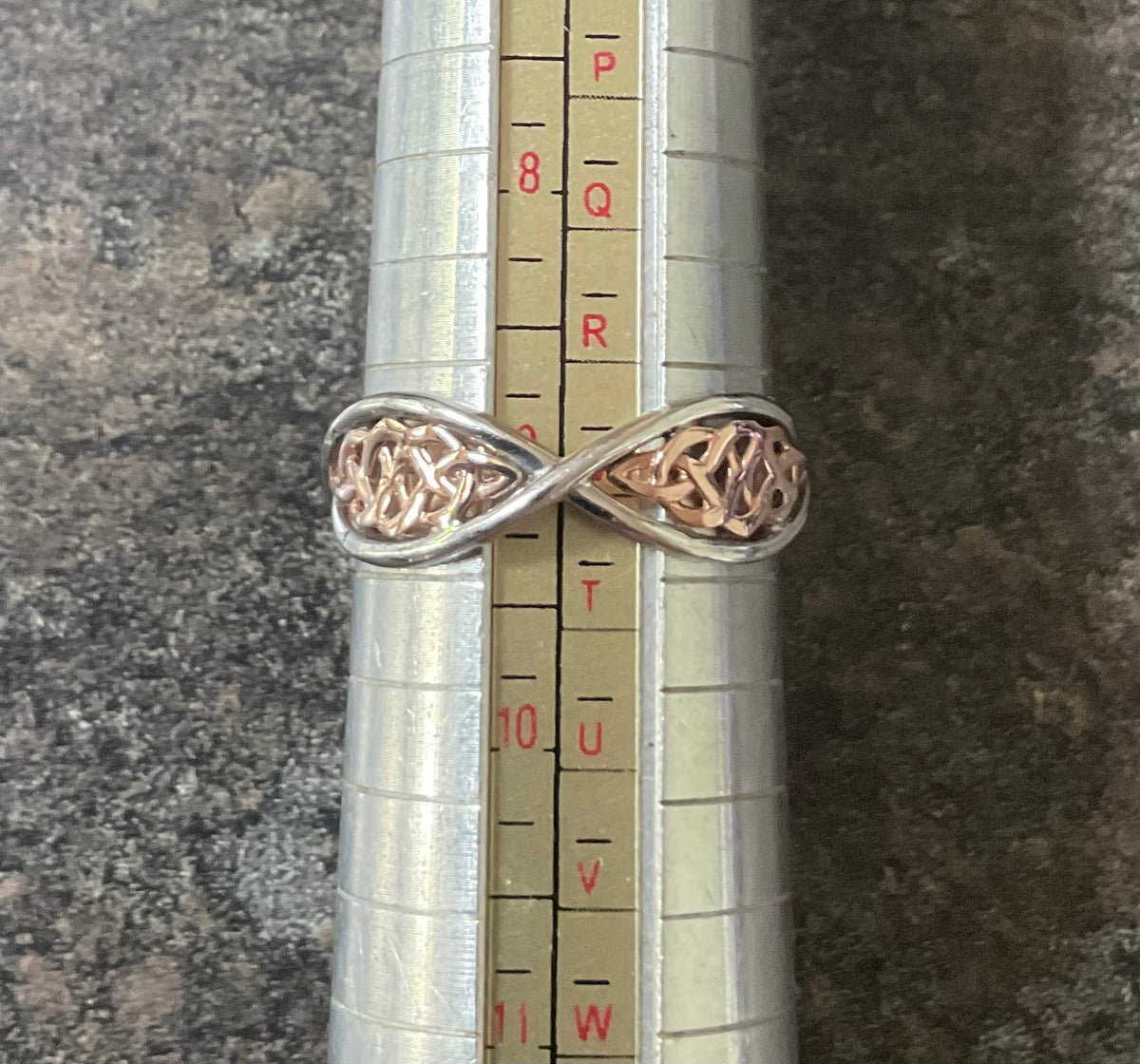 Clogau Welsh Royalty Celtic Weave ring size S in silver and rose gold