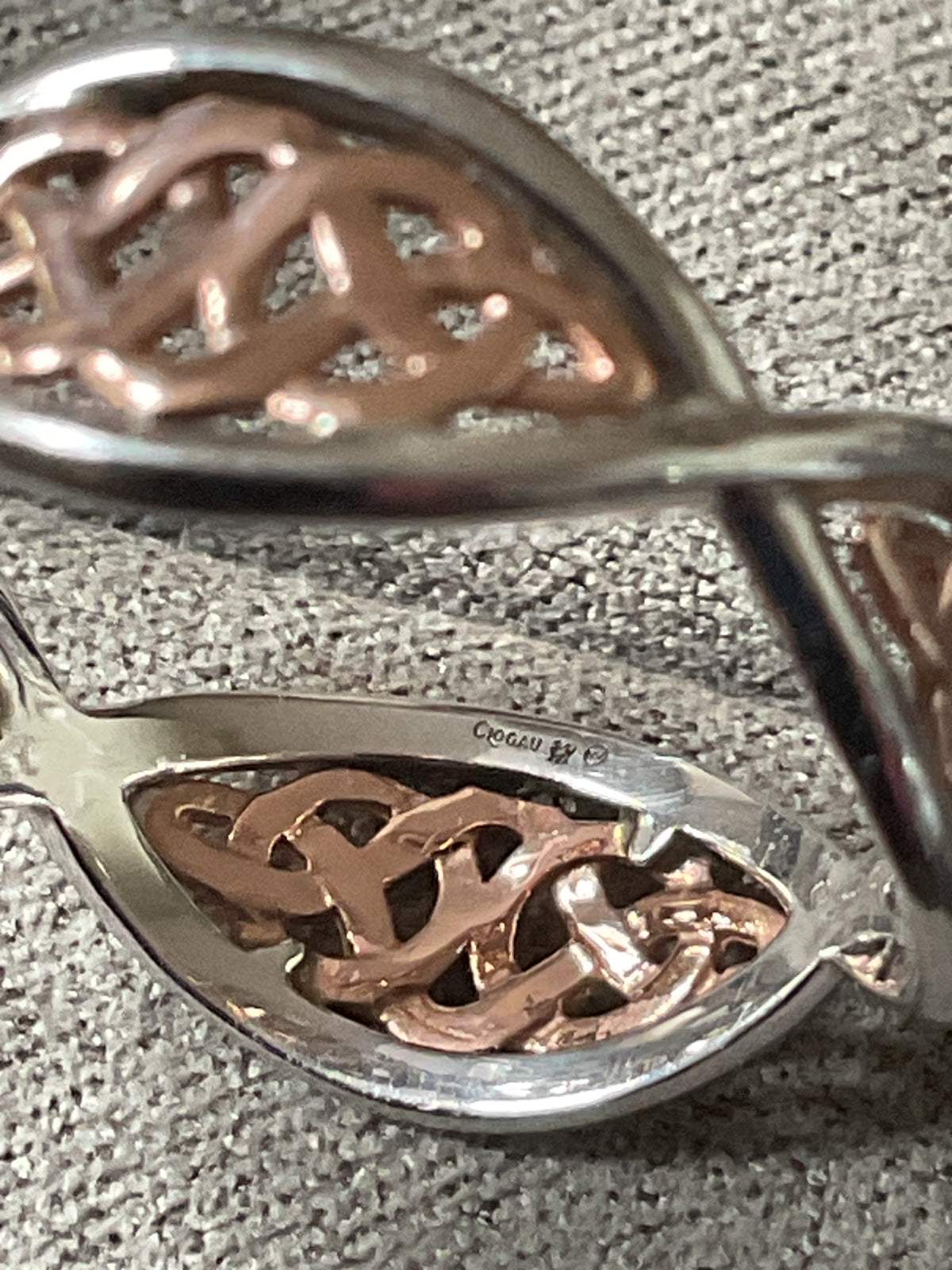 Clogau Welsh Royalty Celtic Weave ring size S in silver and rose gold