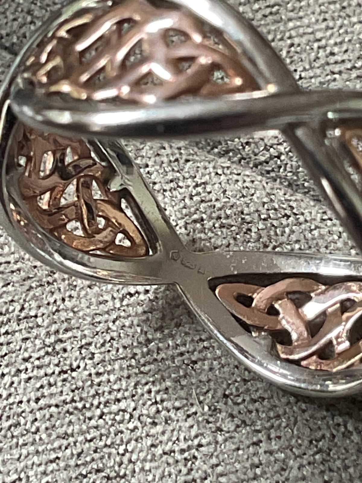 Clogau Welsh Royalty Celtic Weave ring size S in silver and rose gold
