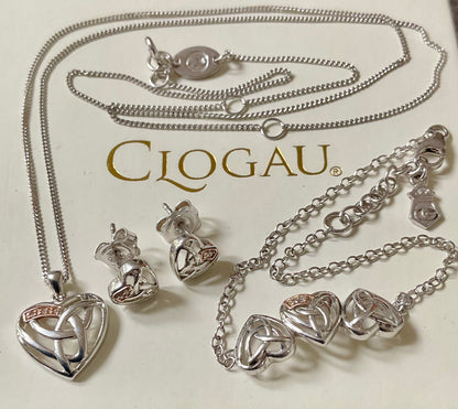 Clogau 925 Entwined Hearts Eternal Love Diamond Necklace (£100) Bracelet (£90) & Earrings (£85) set (250)