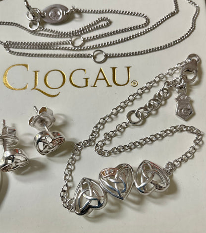 Clogau 925 Entwined Hearts Eternal Love Diamond Necklace (£100) Bracelet (£90) & Earrings (£85) set (250)