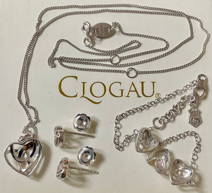 Clogau 925 Entwined Hearts Eternal Love Diamond Necklace (£100) Bracelet (£90) & Earrings (£85) set (250)