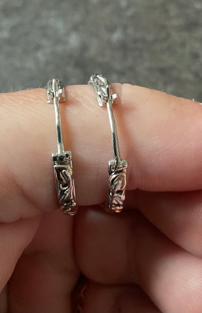 Clogau Tree of Life hoop creole earrings in silver and rose gold 2.5cm