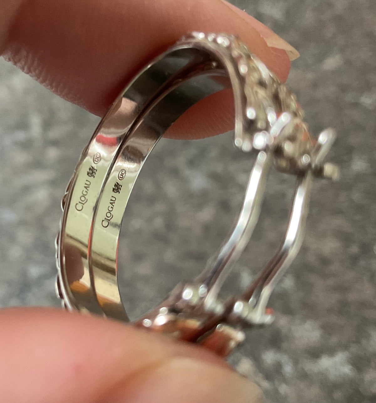 Clogau Tree of Life hoop creole earrings in silver and rose gold 2.5cm