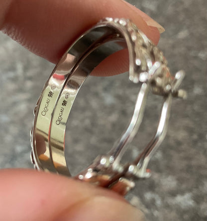 Clogau Tree of Life hoop creole earrings in silver and rose gold 2.5cm