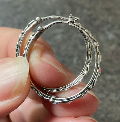 Clogau Tree of Life hoop creole earrings in silver and rose gold 2.5cm