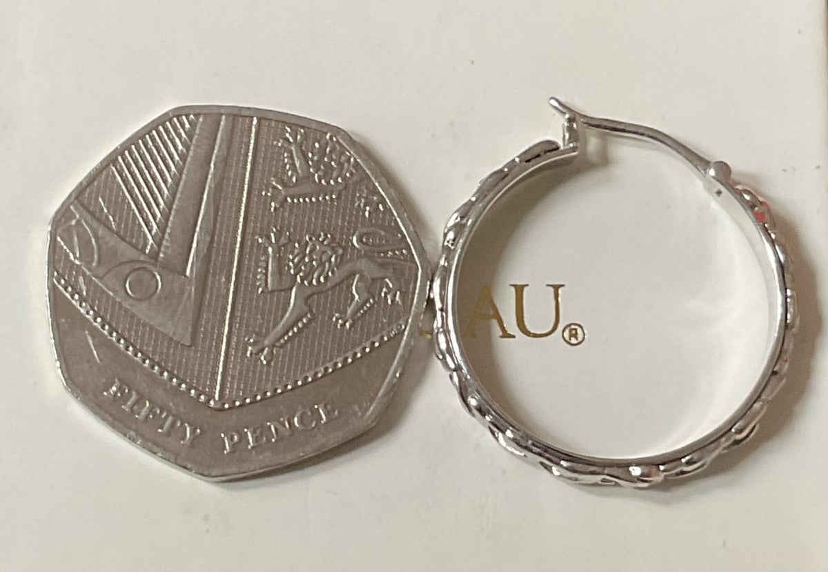Clogau Tree of Life hoop creole earrings in silver and rose gold 2.5cm