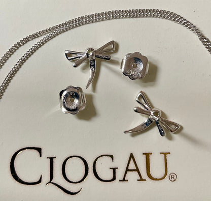 Clogau Damselfly Peridot 18-22” necklace and earrings set in silver and rose gold