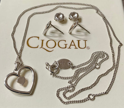 Clogau Tree of Life Heart 18-22” necklace (£100) and earrings (£90) set (£180) in silver & rose gold