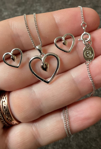Clogau Tree of Life Heart 18-22” necklace (£100) and earrings (£90) set (£180) in silver & rose gold