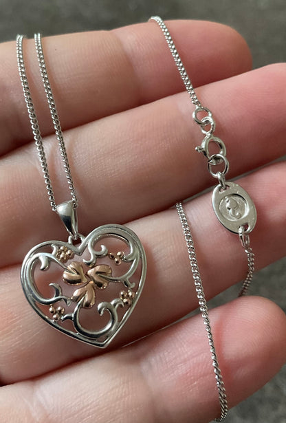 Clogau One Heart matching 18-22” necklace (£120) & earrings (£120) set (£210) in silver & rose gold
