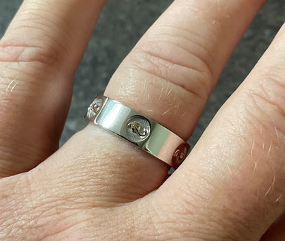 Unisex Clogau Insignia wide band ring size S 6mm in silver and rose gold