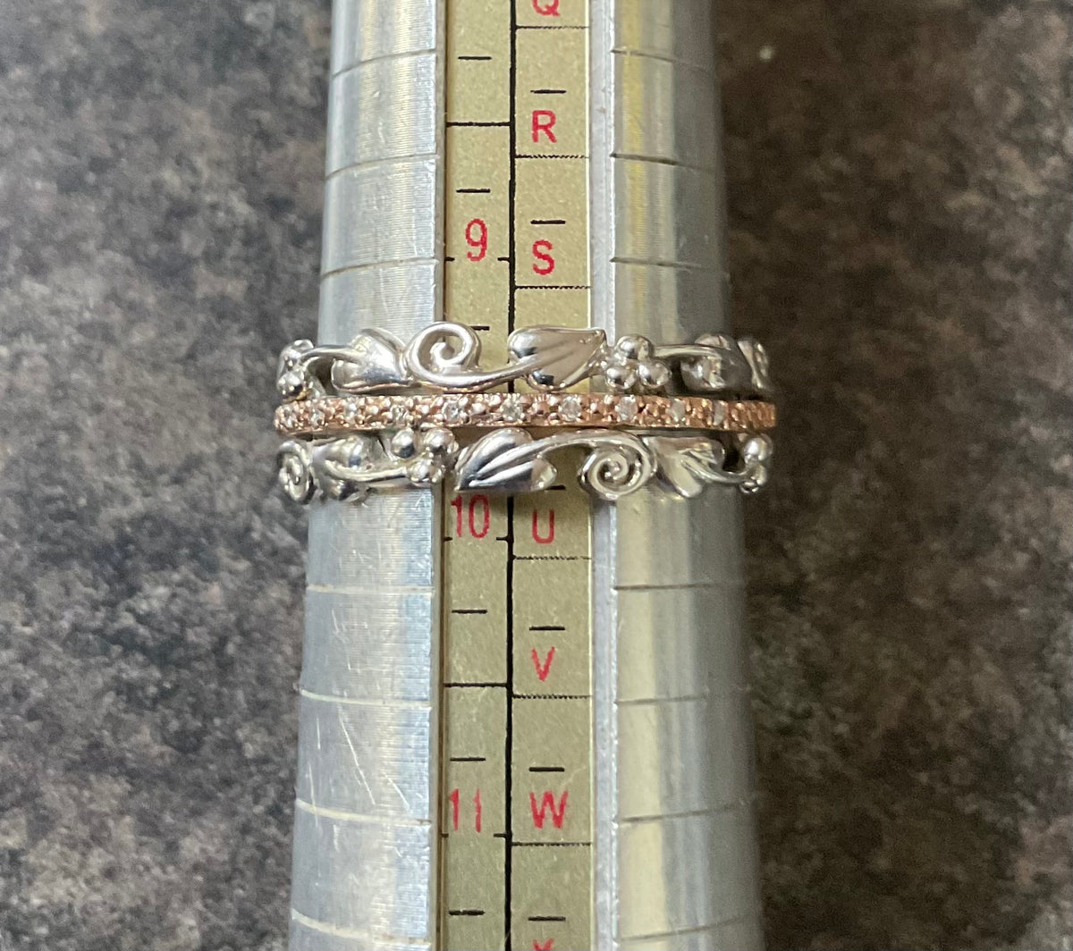 Clogau Am Byth Diamond ring size T silver and rose gold RRP £500