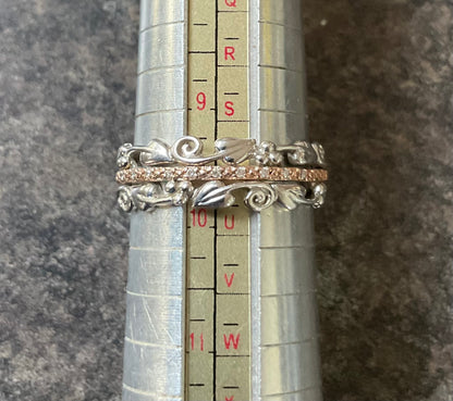 Clogau Am Byth Diamond ring size T silver and rose gold RRP £500