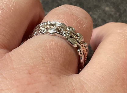 Clogau Am Byth Diamond ring size T silver and rose gold RRP £500