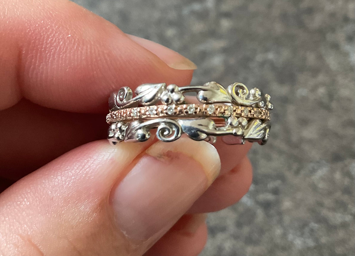 Clogau Am Byth Diamond ring size T silver and rose gold RRP £500