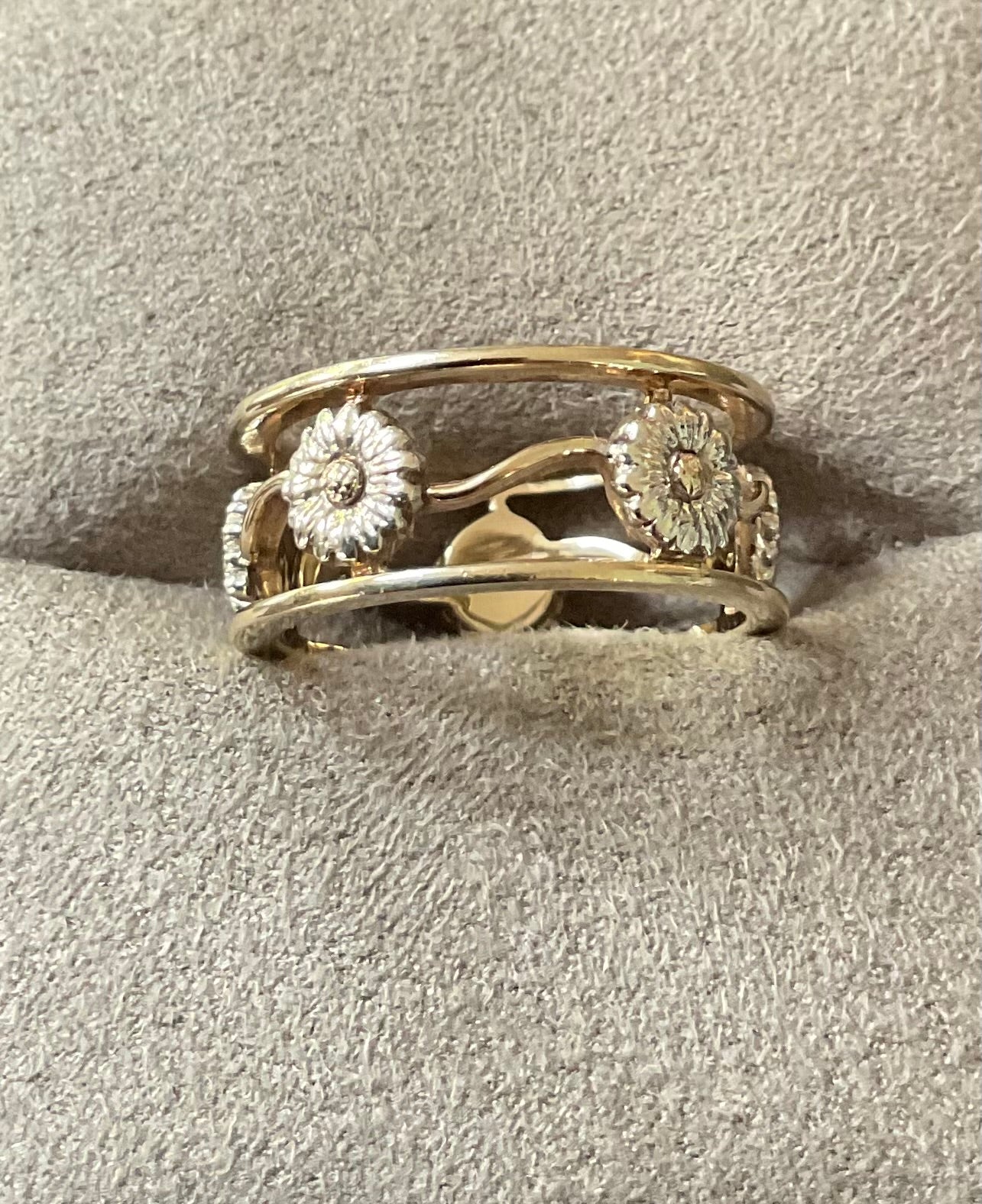 Clogau 9ct Daisy Chain ring size N in yellow and white gold 4.98g
