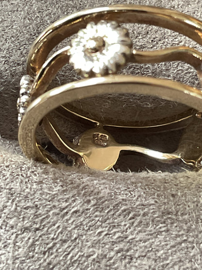 Clogau 9ct Daisy Chain ring size N in yellow and white gold 4.98g